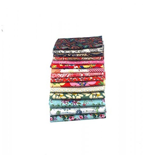 RayLineDo 15 Pcs Different Pattern Multi Color 100% Cotton Poplin ...