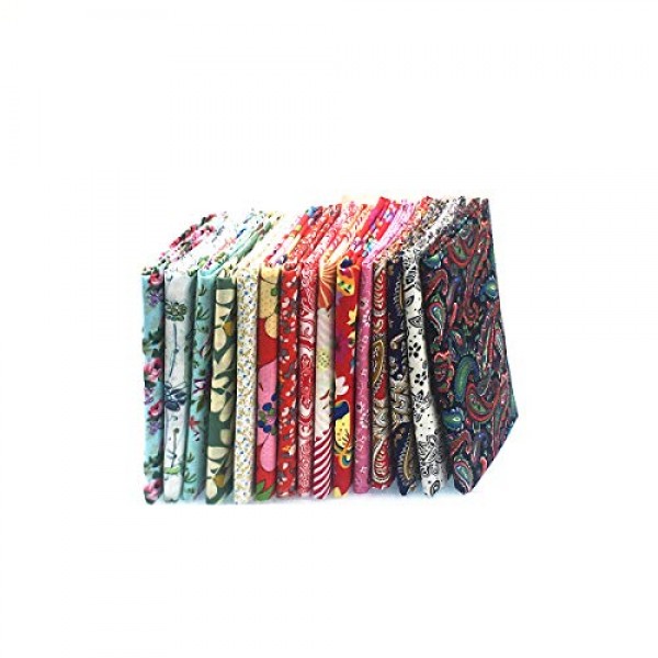 RayLineDo 15 Pcs Different Pattern Multi Color 100% Cotton Poplin ...