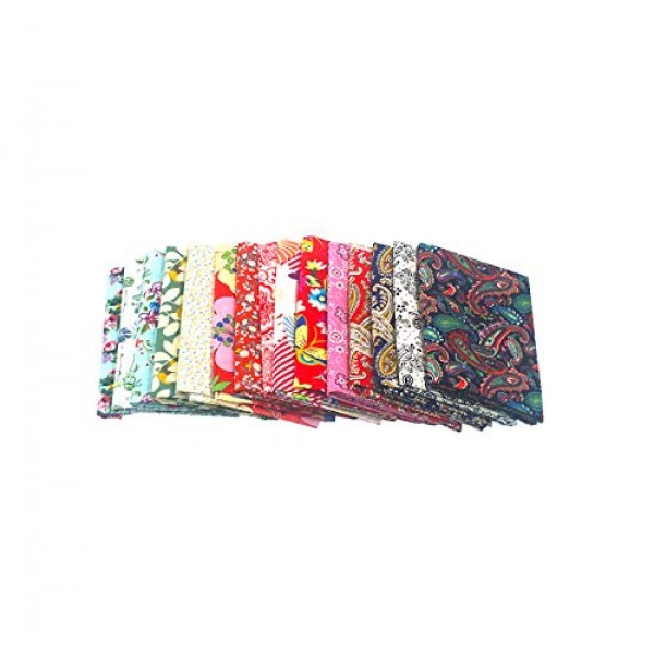 RayLineDo 15 Pcs Different Pattern Multi Color 100% Cotton Poplin ...