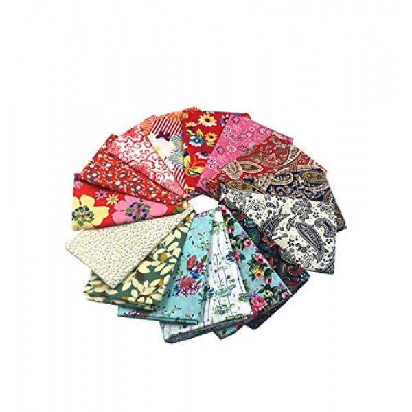 RayLineDo 15 Pcs Different Pattern Multi Color 100% Cotton Poplin ...