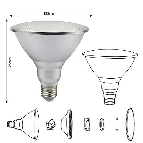 RAYWAY Par38 LED RGB Spotlight Bulb Outdoor, 20W Waterproof Dimmab...