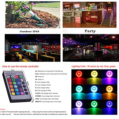 RAYWAY Par38 LED RGB Spotlight Bulb Outdoor, 20W Waterproof Dimmab...