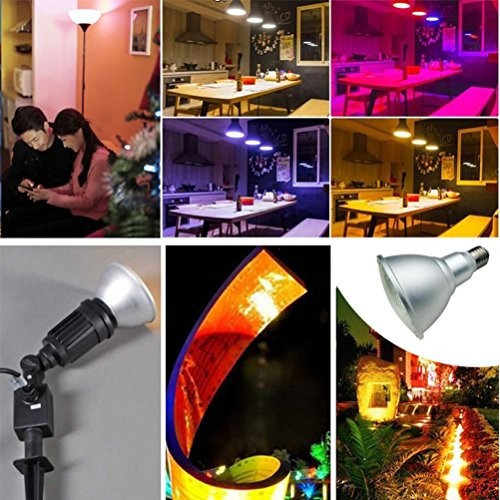 RAYWAY Par38 LED RGB Spotlight Bulb Outdoor, 20W Waterproof Dimmab...