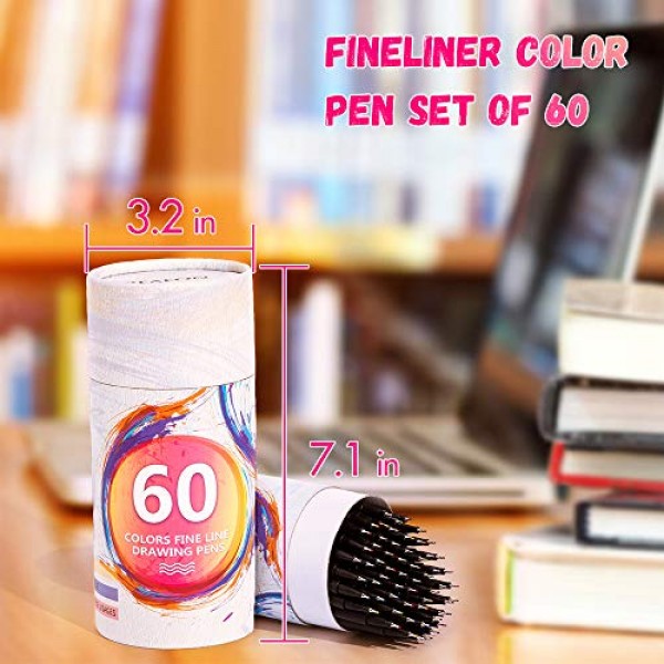 60 Colored Felt Tip Journal Planner Pens Fine Point Markers Fineli...