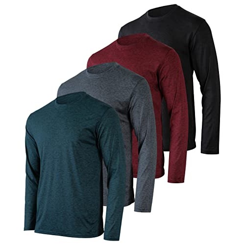 4 Pack:Mens Long Sleeve T-Shirt Workout Clothes Quick Dry Fit Gym ...