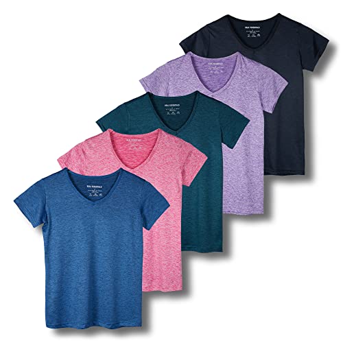5 Pack: Womens V Neck T-Shirt Ladies Yoga Top Athletic Tees Active...
