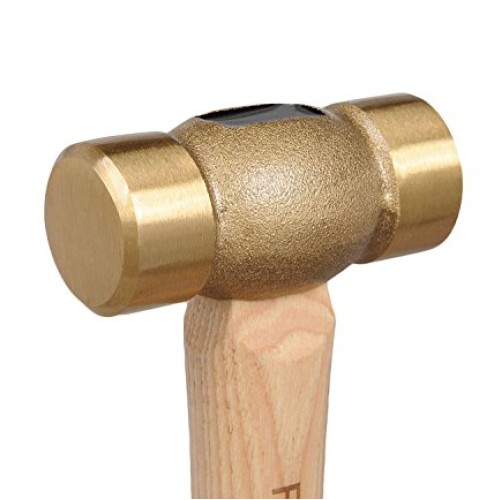 Real Steel 0421 Solid Brass Non-Sparking Hammer, Hickory Wood Hand...
