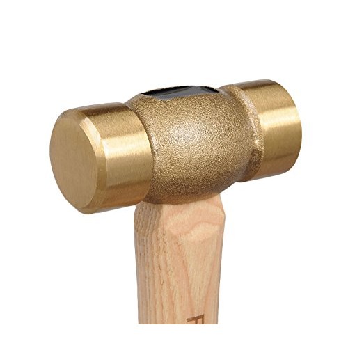 Real Steel 0421 Solid Brass Non-Sparking Hammer, Hickory Wood Hand...