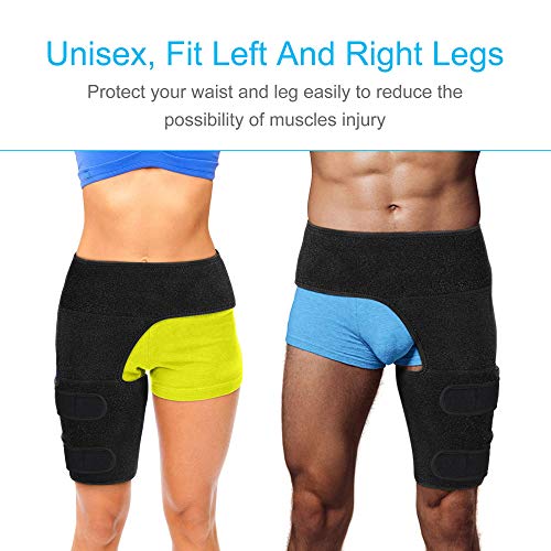REAQER Hip Thigh Support Brace Groin Compression Wrap for Pulled G...