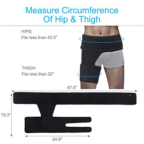 REAQER Hip Thigh Support Brace Groin Compression Wrap for Pulled G...