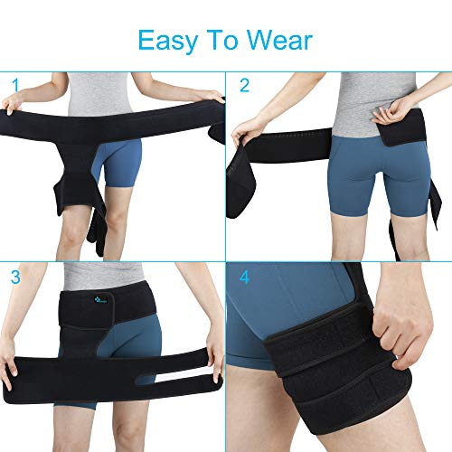 REAQER Hip Thigh Support Brace Groin Compression Wrap for Pulled G...