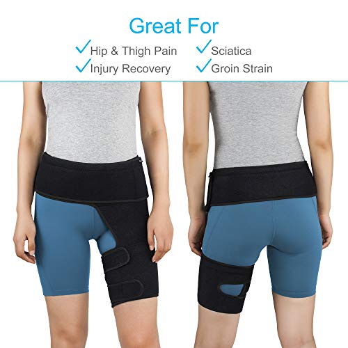 REAQER Hip Thigh Support Brace Groin Compression Wrap for Pulled G...