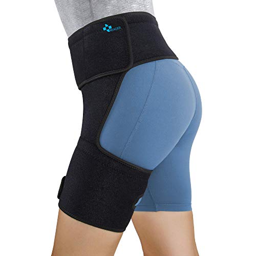 REAQER Hip Thigh Support Brace Groin Compression Wrap for Pulled G...