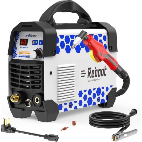 Reboot Plasma Cutter, 60 Amps Plasma Cutter Machine with 120V 240V Dual Voltage, Digital IGBT Inverter Power Plasma cutters 1/2 Inch Clean Cut New Upgrade RBC6000D