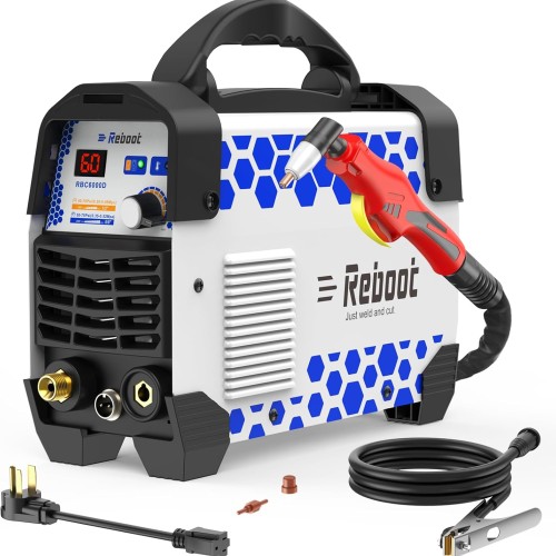 Reboot Plasma Cutter, 60 Amps Plasma Cutter Machine with 120V 240V Dual Voltage, Digital IGBT Inverter Power Plasma cutters 1/2 Inch Clean Cut New Upgrade RBC6000D