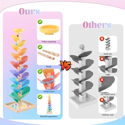 Wooden Marble Run Music Tree Montessori Toys Marble Ball Run for Kids 3-5