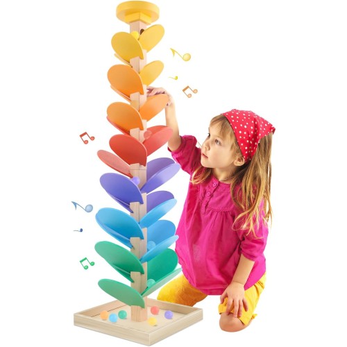 Wooden Marble Run Music Tree Montessori Toys Marble Ball Run for Kids 3-5