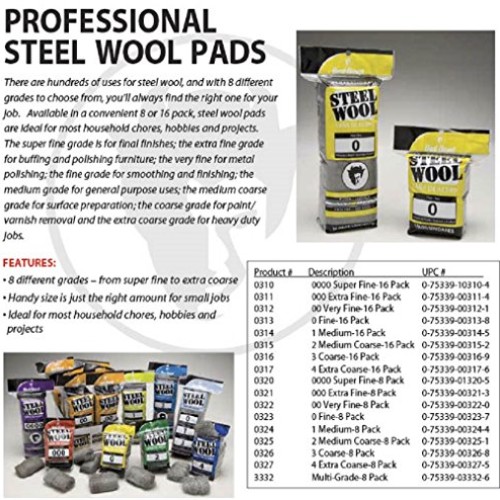 Red Devil 0317 Steel Wool, 4 Extra Coarse, 16 Pads