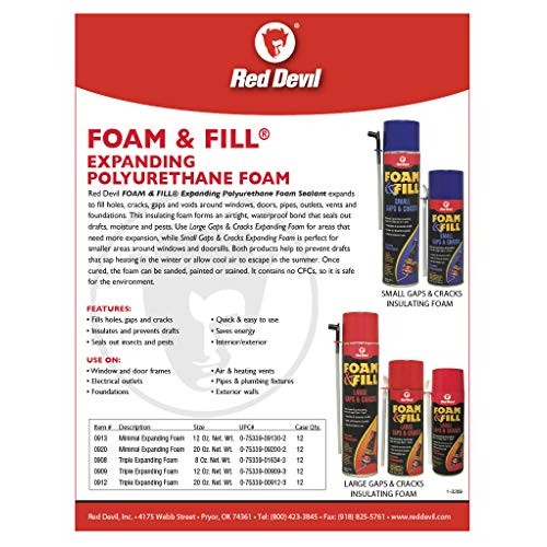 Red Devil 0913 Foam & Fill Small Gaps & Cracks Expanding Polyureth...
