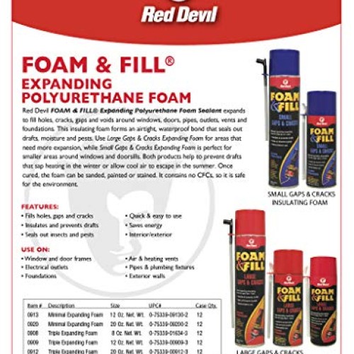 Red Devil 0913 Foam & Fill Small Gaps & Cracks Expanding Polyureth...