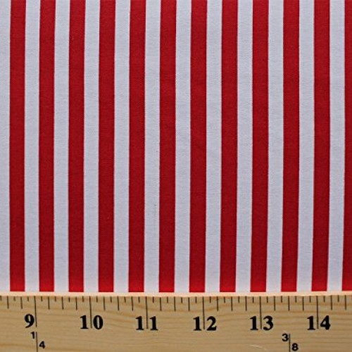 Cotton Red White 1/4 Stripes Stripe Striped Black Tie Boogie Cott...