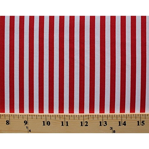 Cotton Red White 1/4 Stripes Stripe Striped Black Tie Boogie Cott...