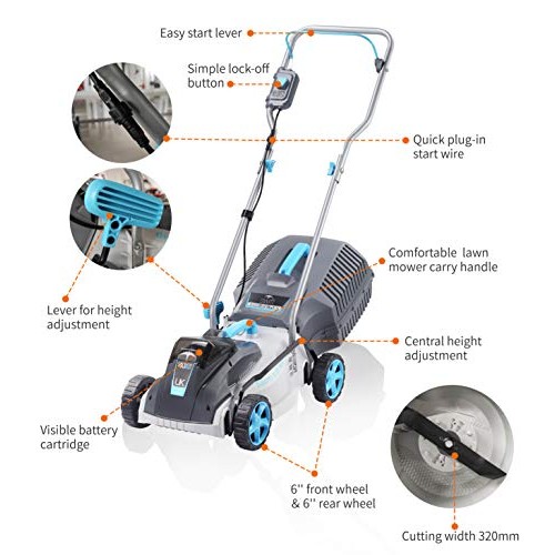Redback 15-Inch Brushless Cordless Lawn Mower, 40-Volt Lightweight...