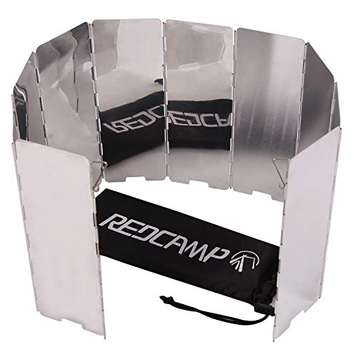 REDCAMP Folding Outdoor Stove Windscreen, 10 Plates Aluminum Campi...