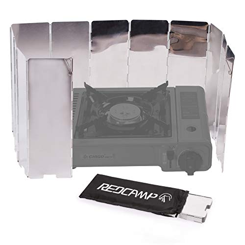REDCAMP Folding Outdoor Stove Windscreen, 12 Plates Aluminum Campi...