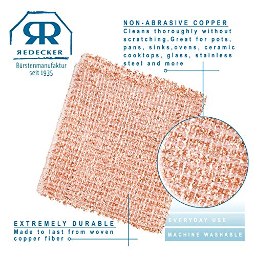 REDECKER Copper Cleaning Cloth, Set of 2, Durable and Non-Abrasive...