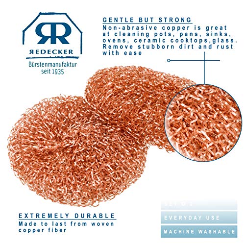 REDECKER Copper Pot Scrubber, Set of 2, Durable and Non-Abrasive S...