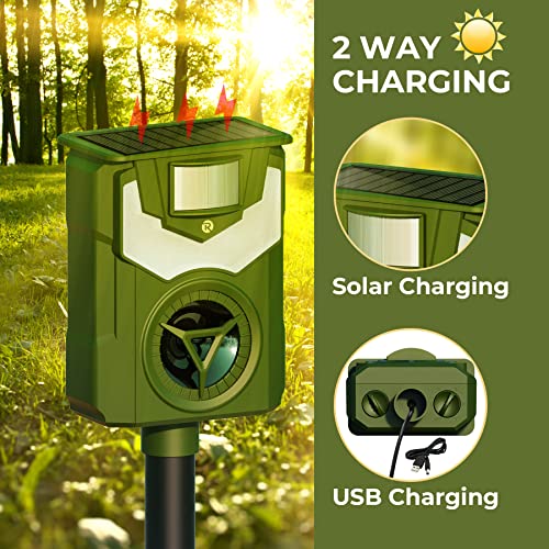 Solar Animal Repeller Ultrasonic Dog Repellent Latest Flame Light ...