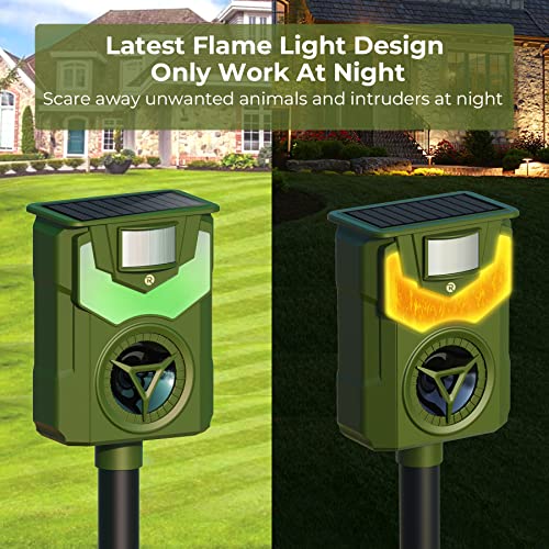 Solar Animal Repeller Ultrasonic Dog Repellent Latest Flame Light ...
