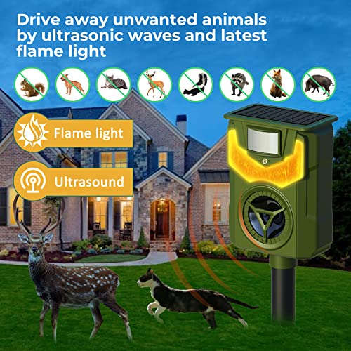 Solar Animal Repeller Ultrasonic Dog Repellent Latest Flame Light ...