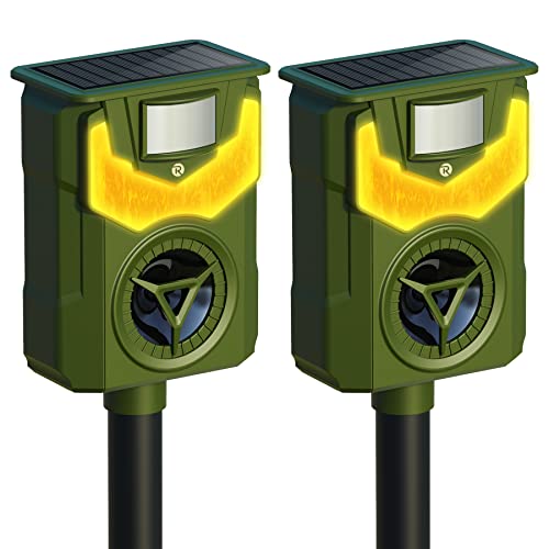 Solar Animal Repeller Ultrasonic Dog Repellent Latest Flame Light ...