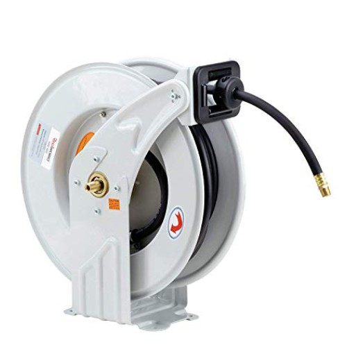 REELWORKS Air-Hose-Reel Retractable 3/8 Inch x 50 Feet ELITE Lon...