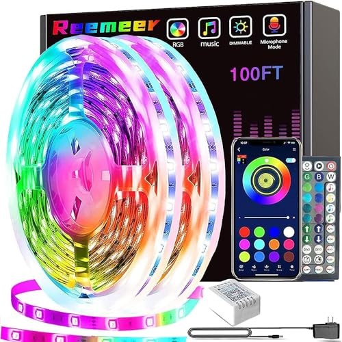 REEMEER Led Lights 100ft2 Rolls of 50ft Smart APP Control Music ...