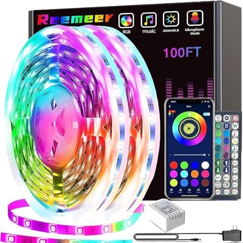 REEMEER Led Lights 100ft2 Rolls of 50ft Smart APP Control Music ...
