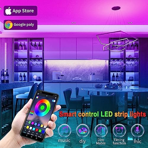 REEMEER Led Lights 100ft（2 rools of 50ft） Smart APP Control Musi...