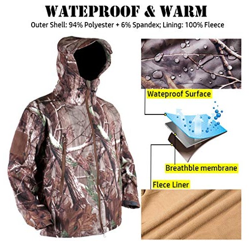 ReFire Gear Mens Soft Shell Military Tactical Jacket Outdoor Camo...