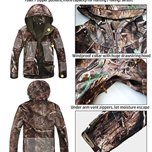 ReFire Gear Mens Soft Shell Military Tactical Jacket Outdoor Camo...