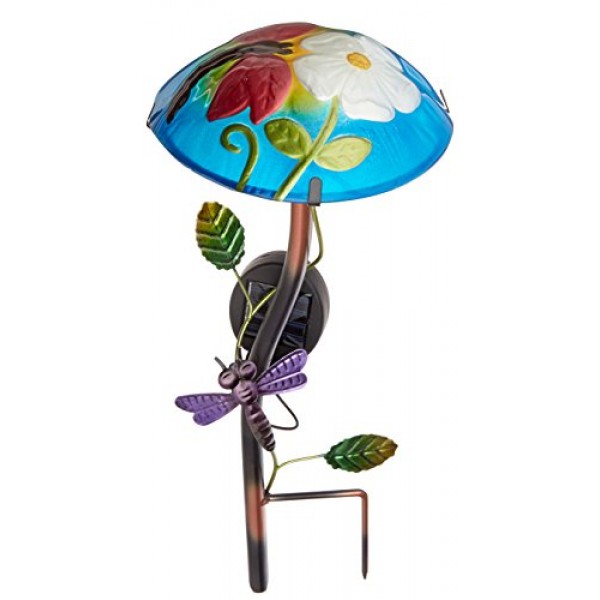 Regal Art &Gift Solar Mushroom Stake Dragonfly Garden Decor