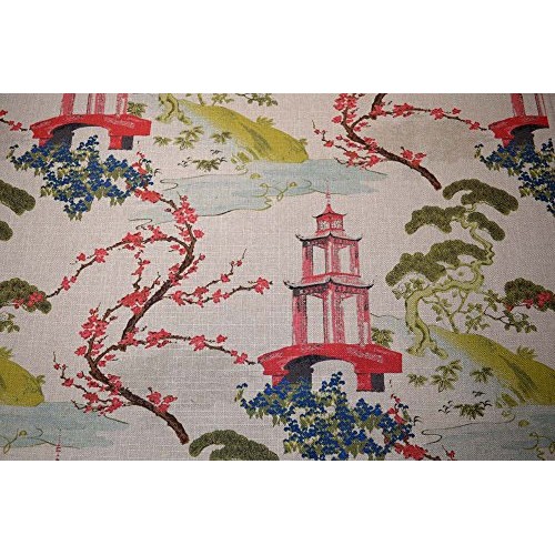 Multicolored Asian Toile Zen Linen Regal Fabric