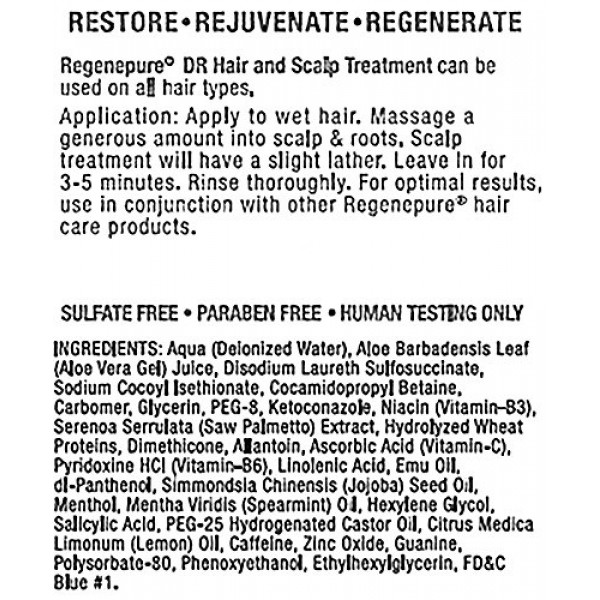 Regenepure - DR Shampoo, Hair and Scalp Treatment, Supports Hair G...