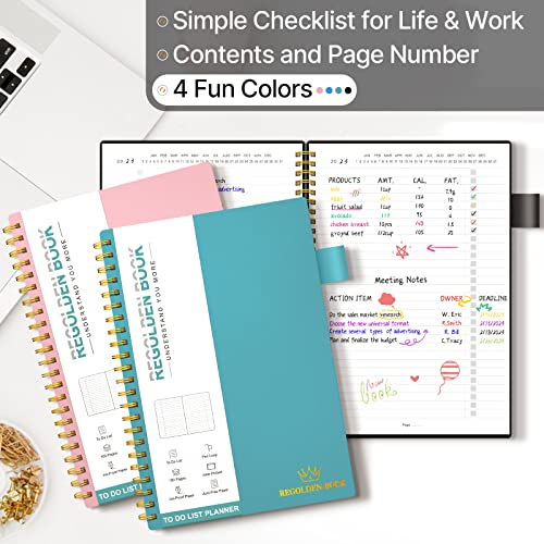 Regolden-Book To Do List Planner Notebook, Daily Planner Checklist...