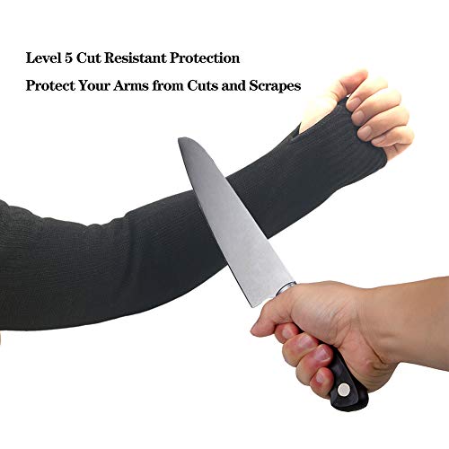 Black Kevlar Welding Sleeves Flame Resistant with Thumb Hole 18 L...