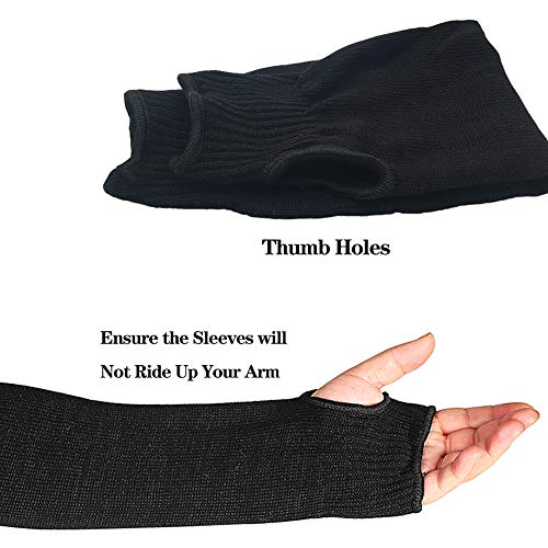 Black Kevlar Welding Sleeves Flame Resistant with Thumb Hole 18 L...