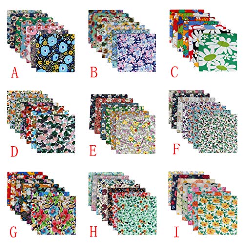 Reicety Flower Printing Craft Fabric for Face Cover, 7pcs Cotton B...