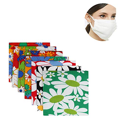 Reicety Flower Printing Craft Fabric for Face Cover, 7pcs Cotton B...