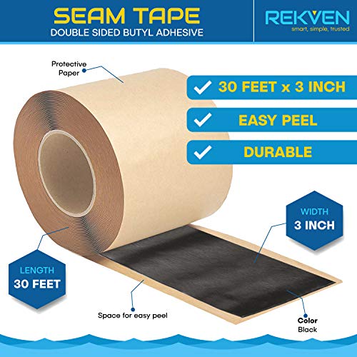 REKVEN - Pond Liner Seam Tape, Double Sided Butyl Adhesive, 3 x 30